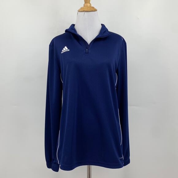 Adidas Sweatshirt Womens M Medium Royal Core 18 Climalite Soccer Half Zip Top - Picture 2 of 11